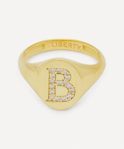 Liberty 9ct Gold And Diamond Initial  Signet Ring B