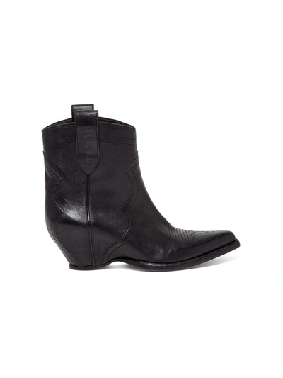 Maison Margiela Sendra Texans In Leather In Black