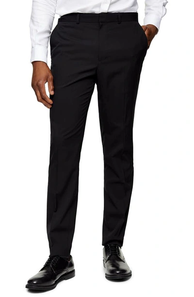 Topman Skinny Fit Tuxedo Dress Pants In Black