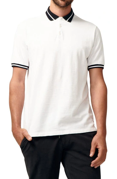 Good Man Brand Match Point Tipped Slub Short Sleeve Polo In White