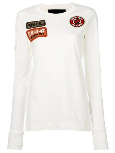 Mr & Mrs Italy - Embellished Patch Longsleeved T In White
