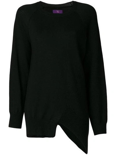 Y's Asymmetric Wool Sweater In Black
