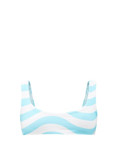 Solid & Striped The Elle Reversible Recycled-fibre Bikini Top In Blue Multi