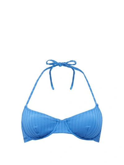 Solid & Striped The Ginger Ribbed Underwired Bikini Top In Blue