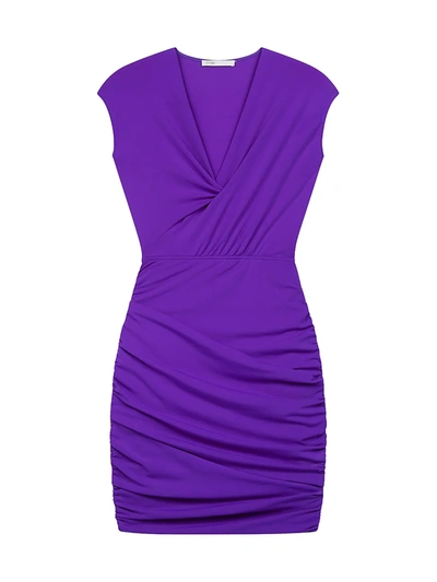 Maje Womens Purple Ruchhed Detail Mini Dress 12