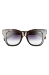 Quay After Hours 50mm Square Sunglasses In Tort Black/ Black Fade Lens