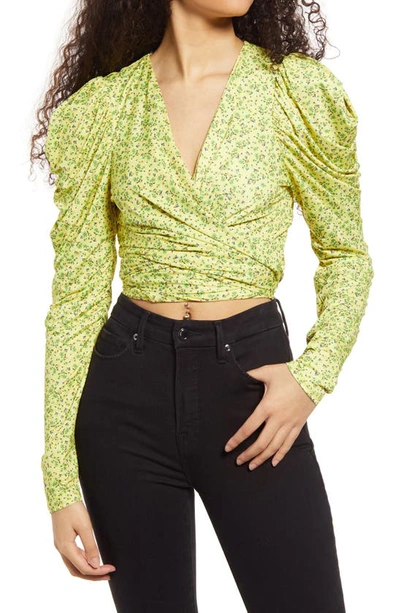 Afrm Celeste Puff Sleeve Top In Buttercup Ditsy
