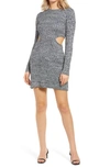 Afrm Dove Cutout Long Sleeve Ribbed Sweater Dress In Marled Noir