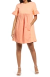 English Factory Solid Minidress In Coral