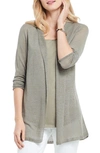 Nic + Zoe Open Front Linen Blend Long Cardigan In Green