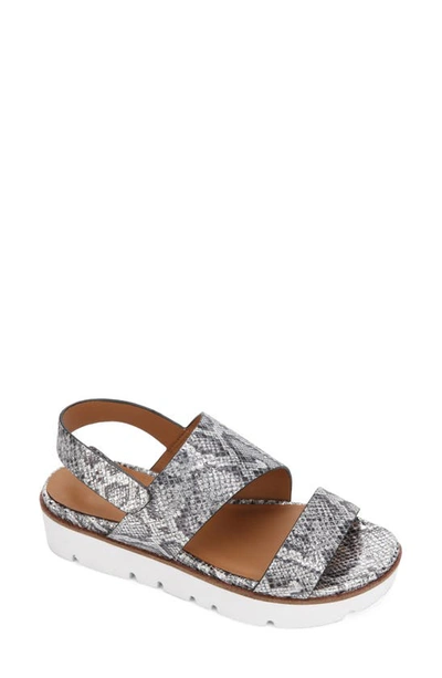 Gentle Souls By Kenneth Cole Gentle Souls Signature Lavern Slingback Sandal In Pewter Snake Embossed Leather