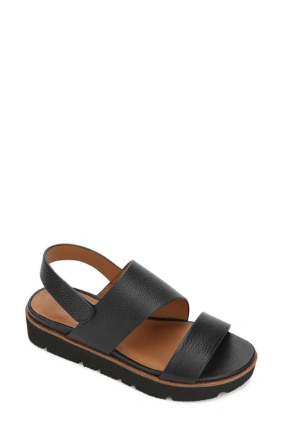 Gentle Souls By Kenneth Cole Gentle Souls Signature Lavern Slingback Sandal In Black Smooth Leather