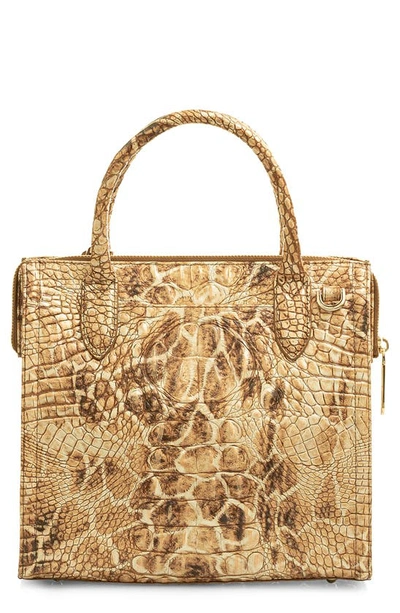 Brahmin Small Caroline Croc Embossed Leather Satchel In Camel Safari Melbourne