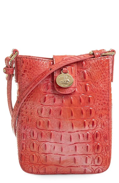Brahmin Marley Melbourne Embossed Leather Crossbody In Punchy Coral Melbourne