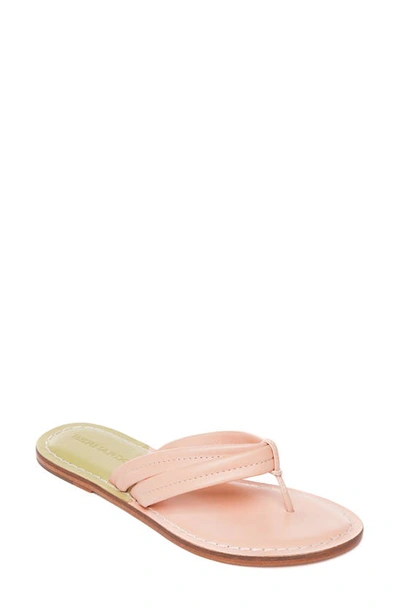Bernardo Bicolor Soft Leather Flat Thong Sandals In Cantaloupe/ Mint