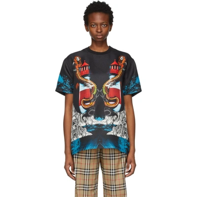 Burberry Look 39' Mermaid Lighthouse Graphic Print T-shirt In Black