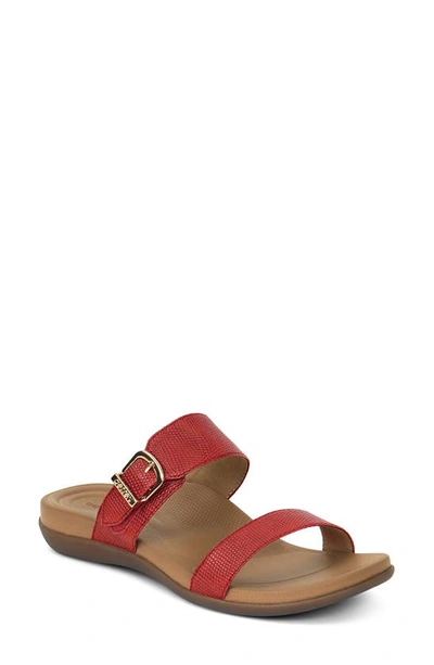 Aetrex Mimi Slide Sandal In Red Faux Leather