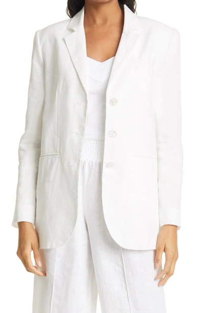 Nicole Miller Oversized Solid Linen Blazer In Ivory