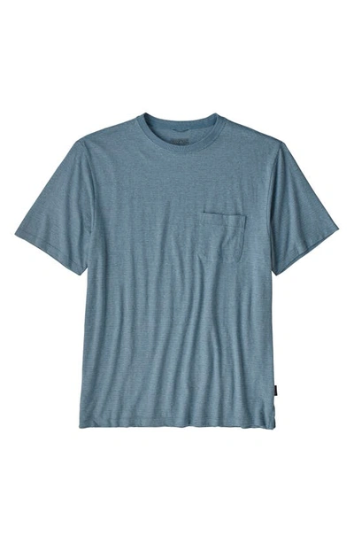 Patagonia Trail Harbor Stripe Pocket T-shirt In Pigeon Blue