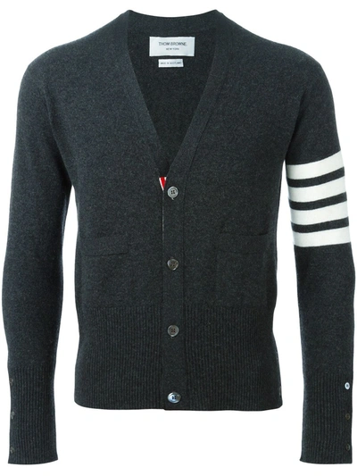 Thom Browne 4-bar Cashmere Cardigan In Grey