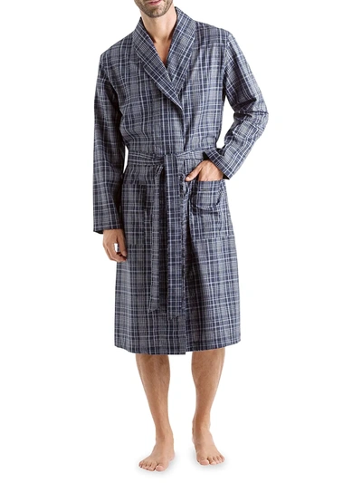 Hanro Yanis Long-sleeve Check Robe In Elegant Check