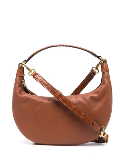 Staud Sasha Mini Smooth And Croc-effect Leather Shoulder Bag In Tan