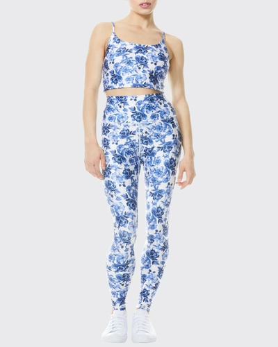 Alice And Olivia Alice + Olivia Aaron Floral Leggings In Forget Me Not Lg Antique