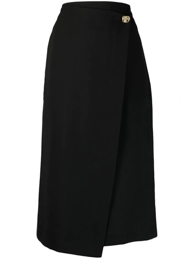 Vince Asymmetric Wrap Skirt In Black