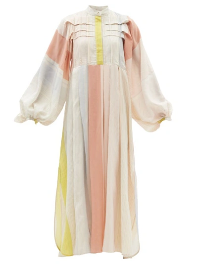 Roksanda Kibai High-neck Striped Poplin Dress In Pink