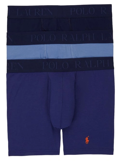Polo Ralph Lauren Lux 4d-flex Cotton Modal Boxer Brief 3-pack In Navy,blue,royal