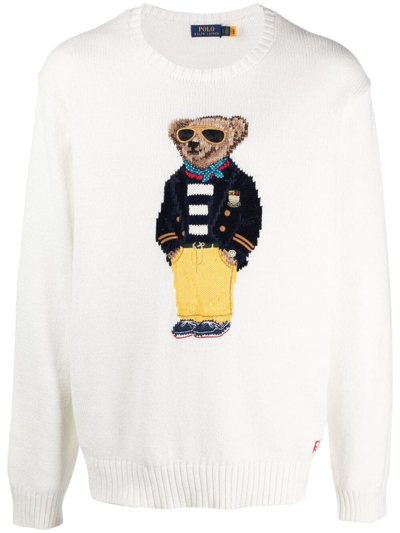 Polo Ralph Lauren Polo Bear Crew Neck Sweater In White | ModeSens