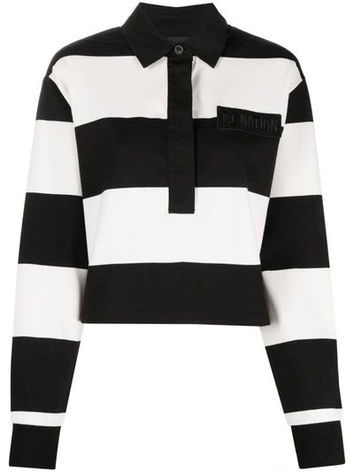 P.e Nation Groundswell Stripe-pattern Polo Top In Black
