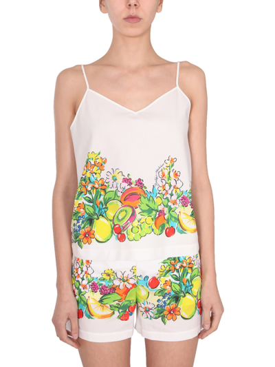 Boutique Moschino Flower And Fruit Print Top In Multicolor