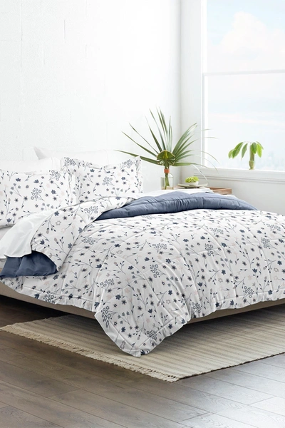 Ienjoy Home Home Collection Premium Down Alternative Forget Me Not Reversible Comforter Set In Navy