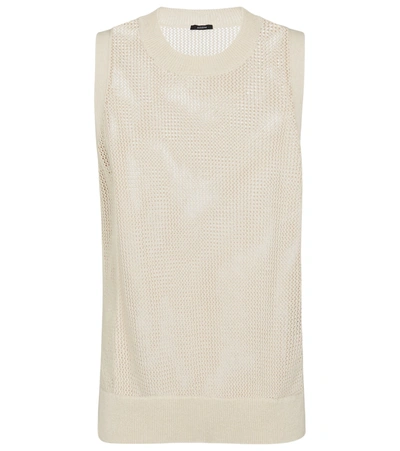 Joseph Crispy Cotton Sweater Vest In Porcelain