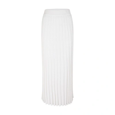 Joseph Womens Off White Ribbed High-waisted Stretch-woven Midi Skirt L