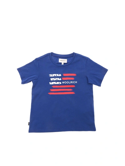 Woolrich Kids' Flag T-shirt In Electric Blue