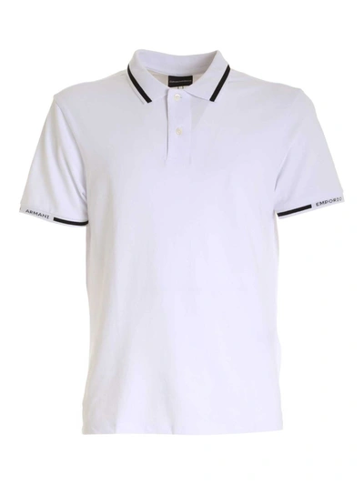 Emporio Armani Black Details Polo Shirt In White