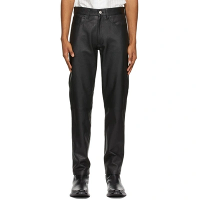 Sunflower Black Leather Straight Trousers
