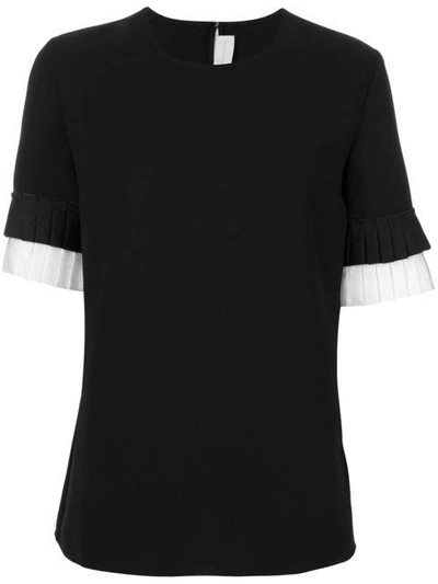Victoria Victoria Beckham Pleated Trim T-shirt In Black
