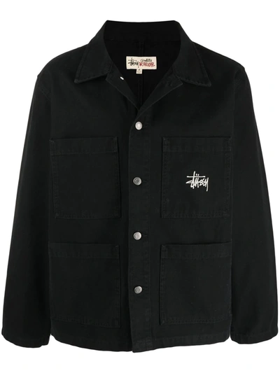 Stussy Stüssy Logo Embroidered Chore Jacket In Black