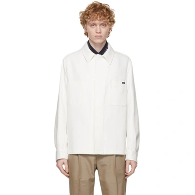 Dunhill White Cotton Silk Gabardine Work Jacket In 123 Off White