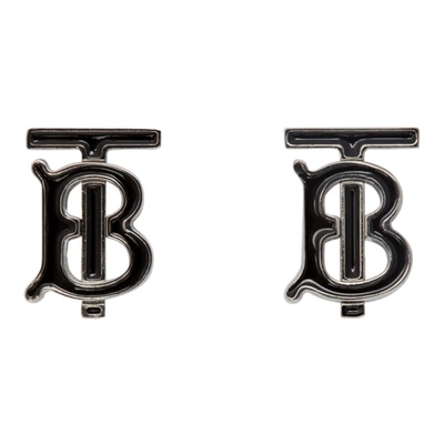 Burberry Black & Silver Tb Cufflinks In Black / Pal