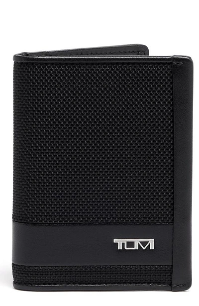 Tumi Alpha Leather & Nylon Bifold Card Case Wallet In Black