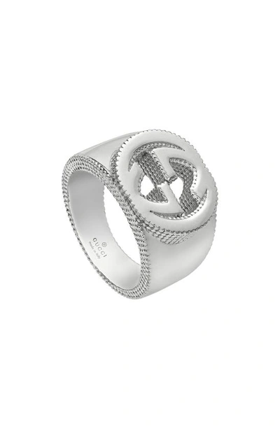 Gucci Interlocking G Band Ring In Silver