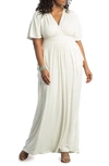 Kiyonna Women's Plus Size Indie Flair Maxi Dress With Kimono Sleeves In Ivory