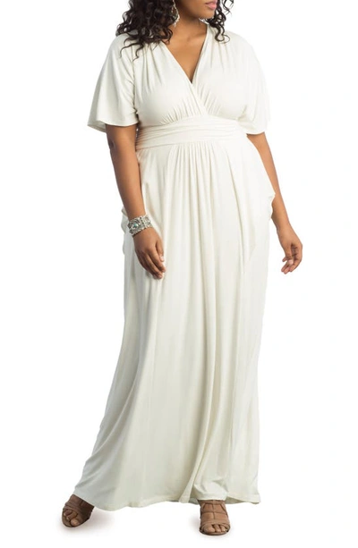 Kiyonna Women's Plus Size Indie Flair Maxi Dress With Kimono Sleeves In Ivory