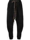 R13 Drawstring-waist Drop-crotch Trousers In Black