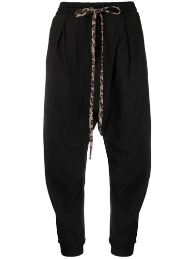R13 Drawstring-waist Drop-crotch Trousers In Black