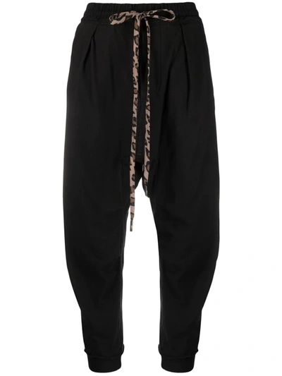 R13 Drawstring-waist Drop-crotch Trousers In Acid Black